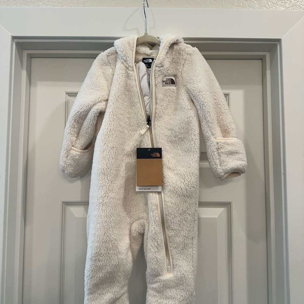 The North Face Cream Sherpa Footies One Piece